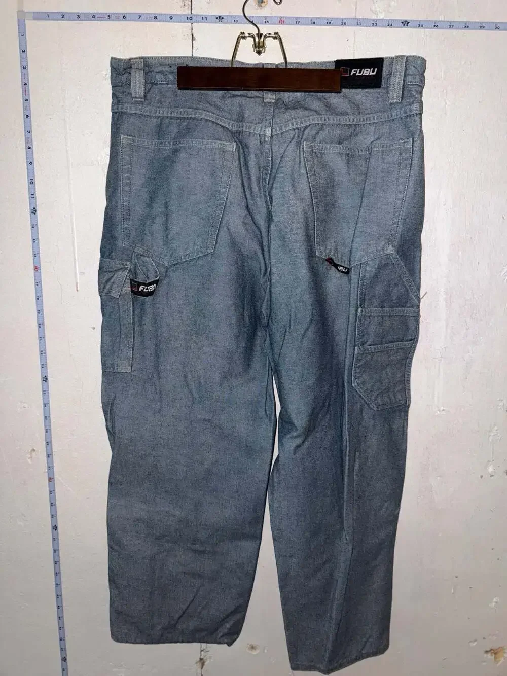 Vintage FUBU The Collection Baggy Carpenter Cargo Denim Jeans Size 42